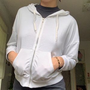 White zip up hoodie
